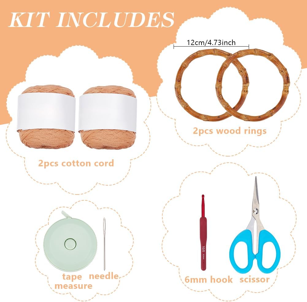 Crochet Bag Kit for Adults Khaki Handbag Crochet Kit for Beginners Tote Bag Starters Set DIY Craft Making Kit with Step-by-Step Instructions and Video Guidance