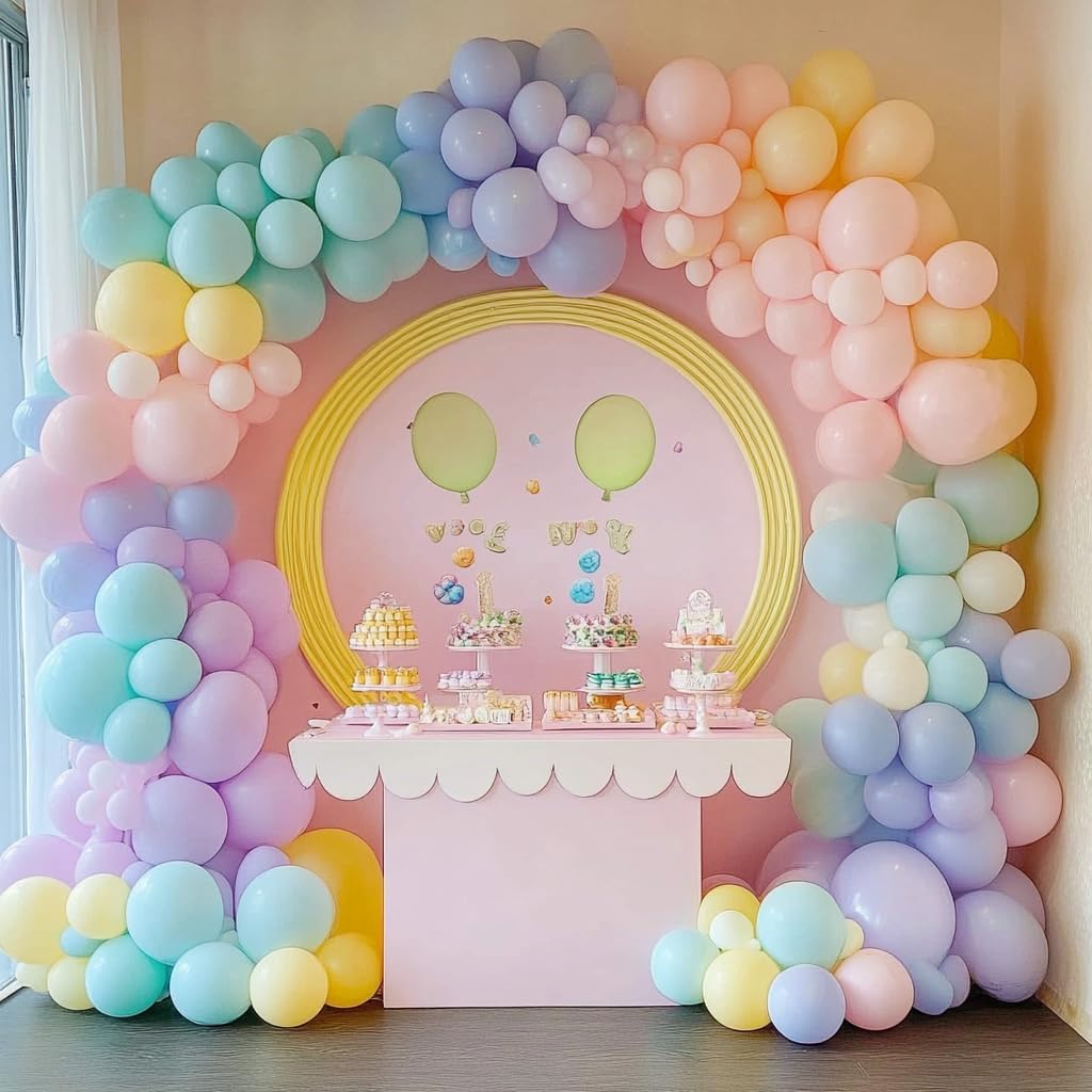 Pastel Balloons Latex Party Balloons, 100 Pack 12 inch Round Helium Multicolor Macaron Balloons