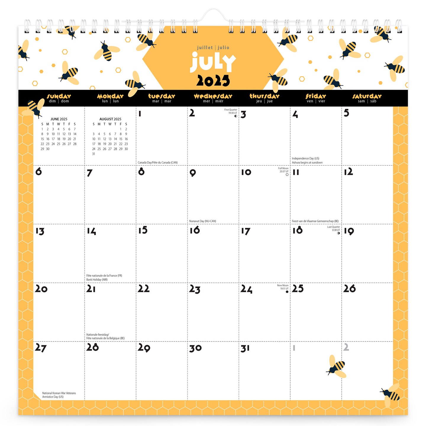 Busy Bees | 2026 12 x 12 Inch (Hanging) 18 Months Monthly Square Wire-O Calendar | Sticker Sheet | July 2025 - December 2026