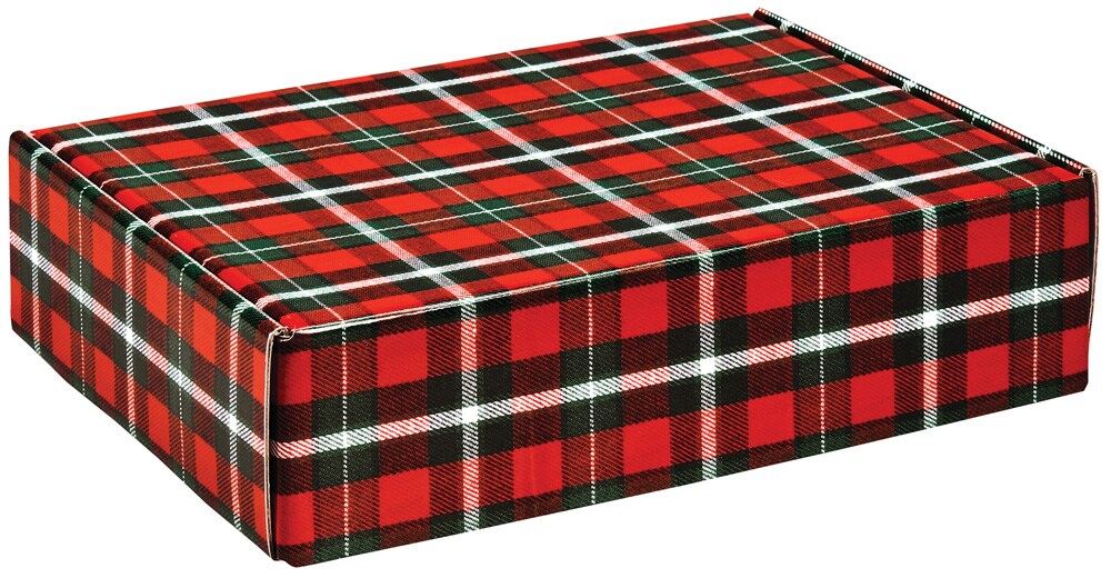 Pack/6: Christmas Plaid Decorative Mailer - 12 x 9 x 3"