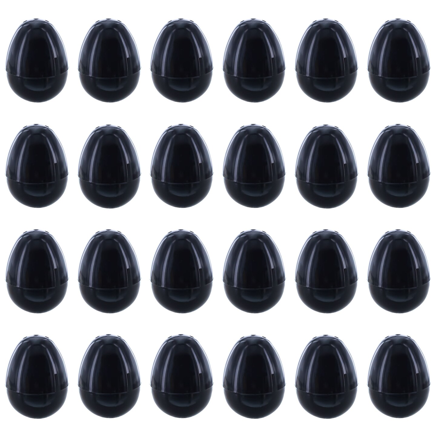 Set of 24 Shiny Glossy Black Plastic Easter Eggs, Each 2.25 Inches