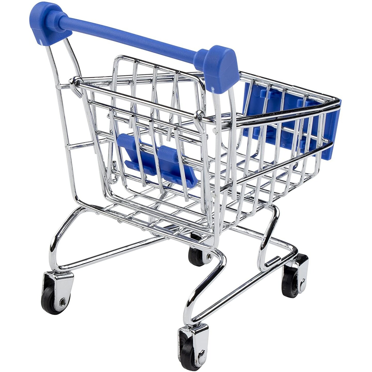 Juvale Mini Supermarket Handcart, 4 Pack Mini Shopping Utility Cart Mode Storage Toy, 4 Colors - Blue, Yellow, Green and Red
