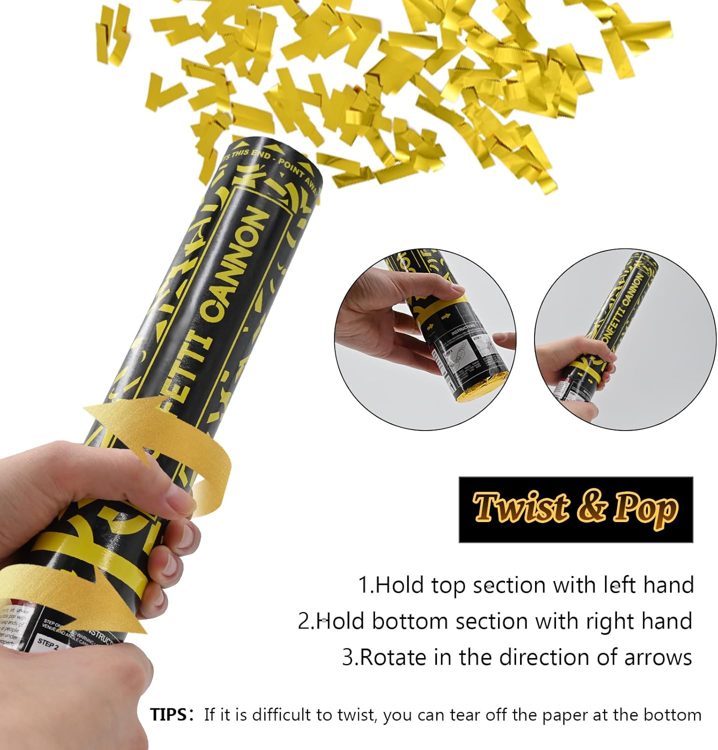 Confetti Cannon Gold Party Poppers 12 Pack Confetti Party Cannon Shooters for Celebrations Wedding Birthday Graduation Golden Foil 12 inch Confetti Poppers for Christmas New Year Eve Party Supply