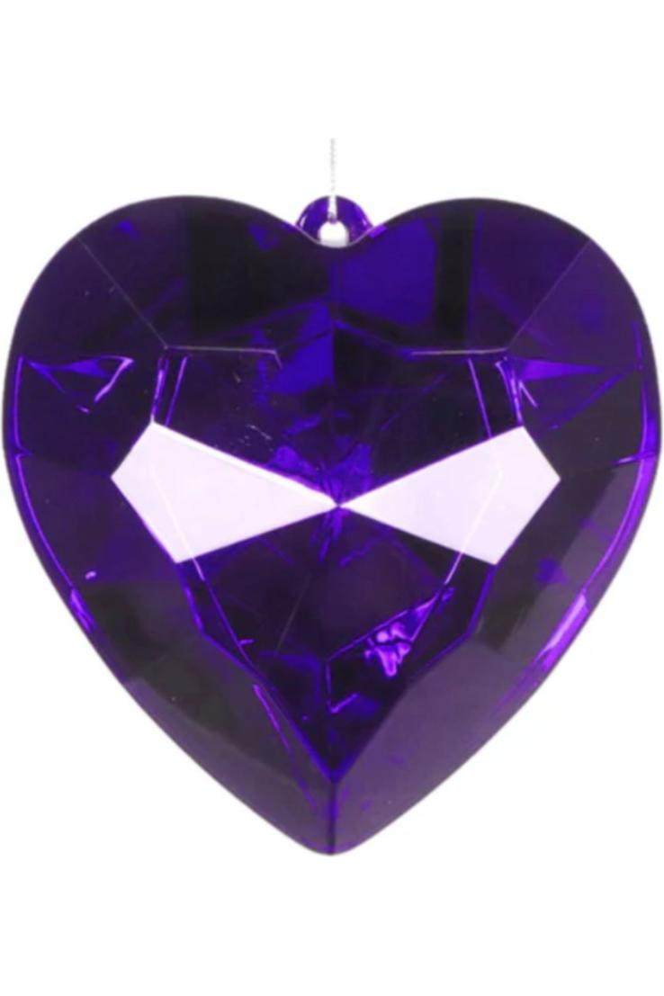 6&#x22; Acrylic Heart Jewel Ornament: Purple