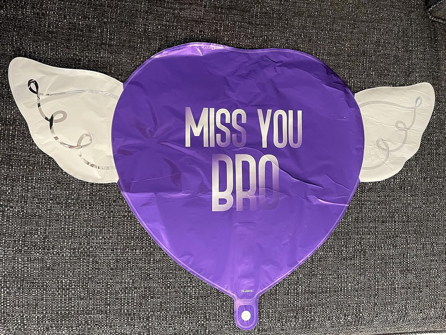 Miss You Bro, Balloons heart shaped with angel wings (Purple)