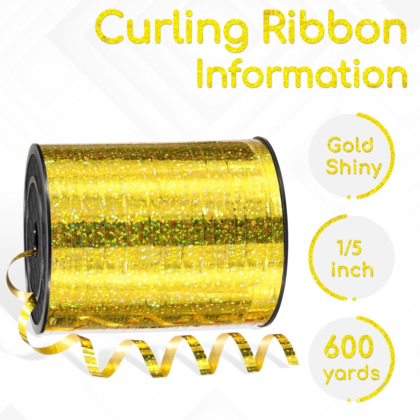 600 Yards Gold Shiny Curling Ribbon 1/5 Inch Metallic Gold Balloon String Ribbon for Gift Wrapping Birthday Party Christmas Crafts