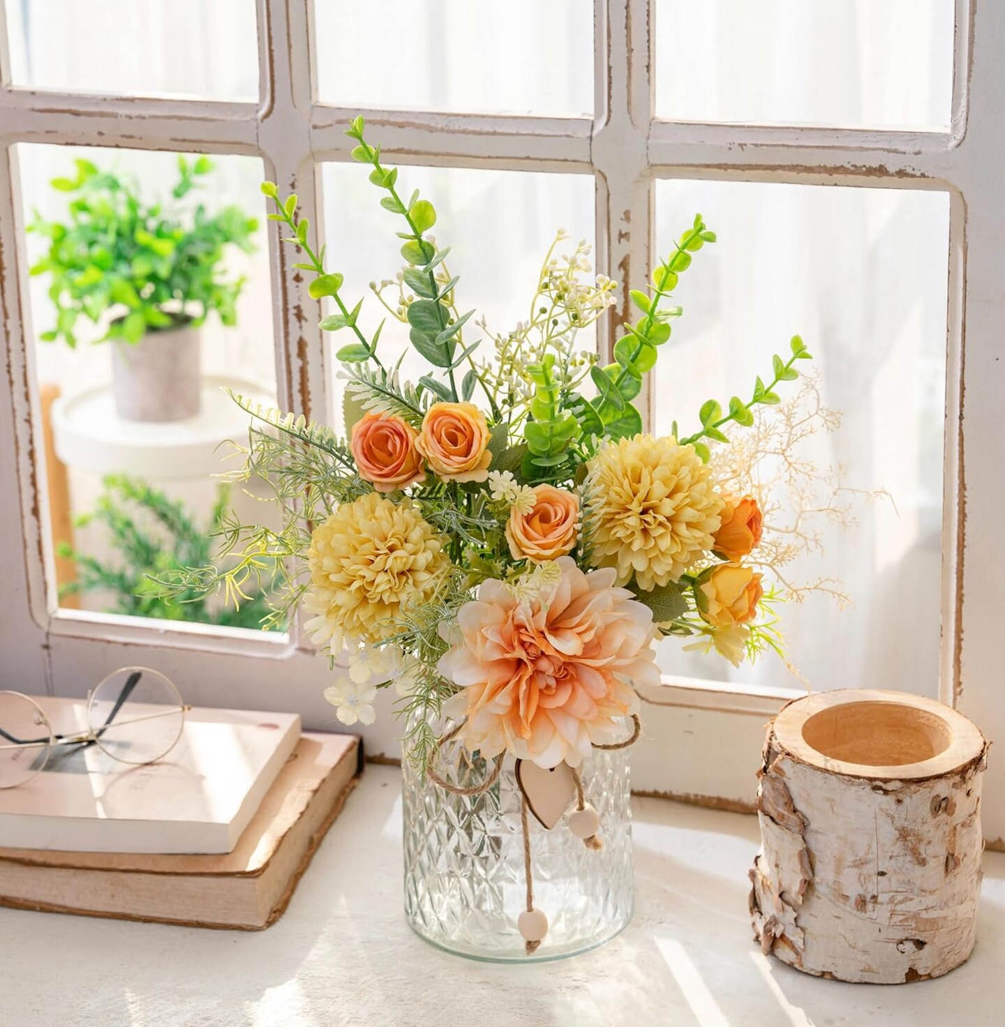 Spring Silk Artificial Yellow and Organe Dandelion Arrangement Centerpiece