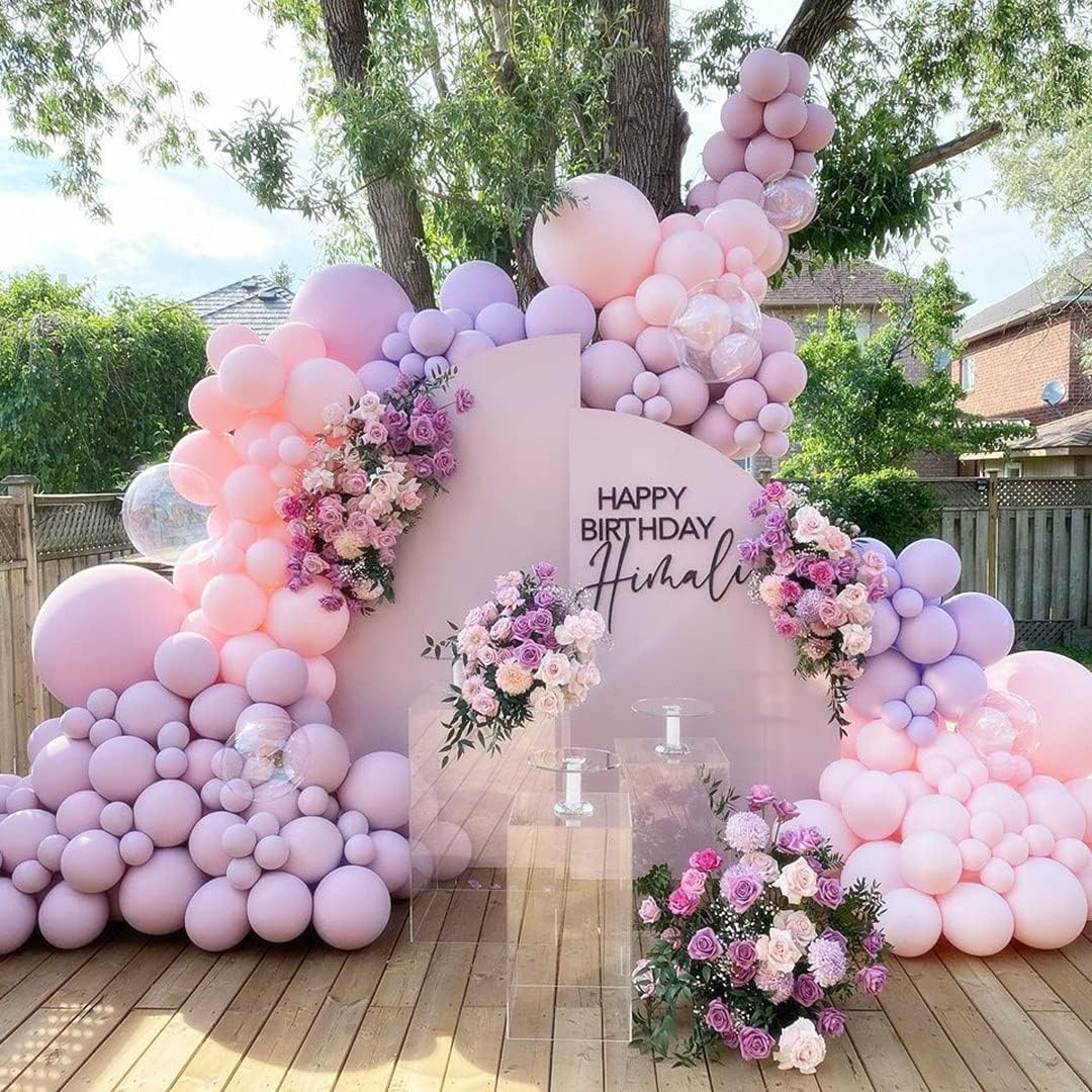 Pastel Pink & Purple Balloon Garland Kit – Double-Stuffed Latex Balloons for Bridal Shower, Baby Shower & Party Decor