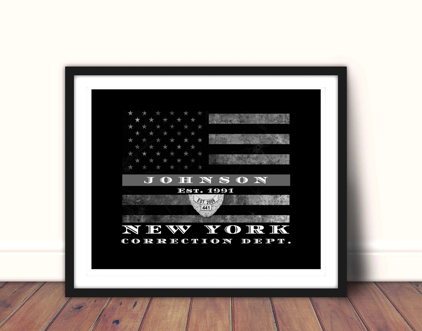 Correctional Officer Thin Gray Line Flag Framed