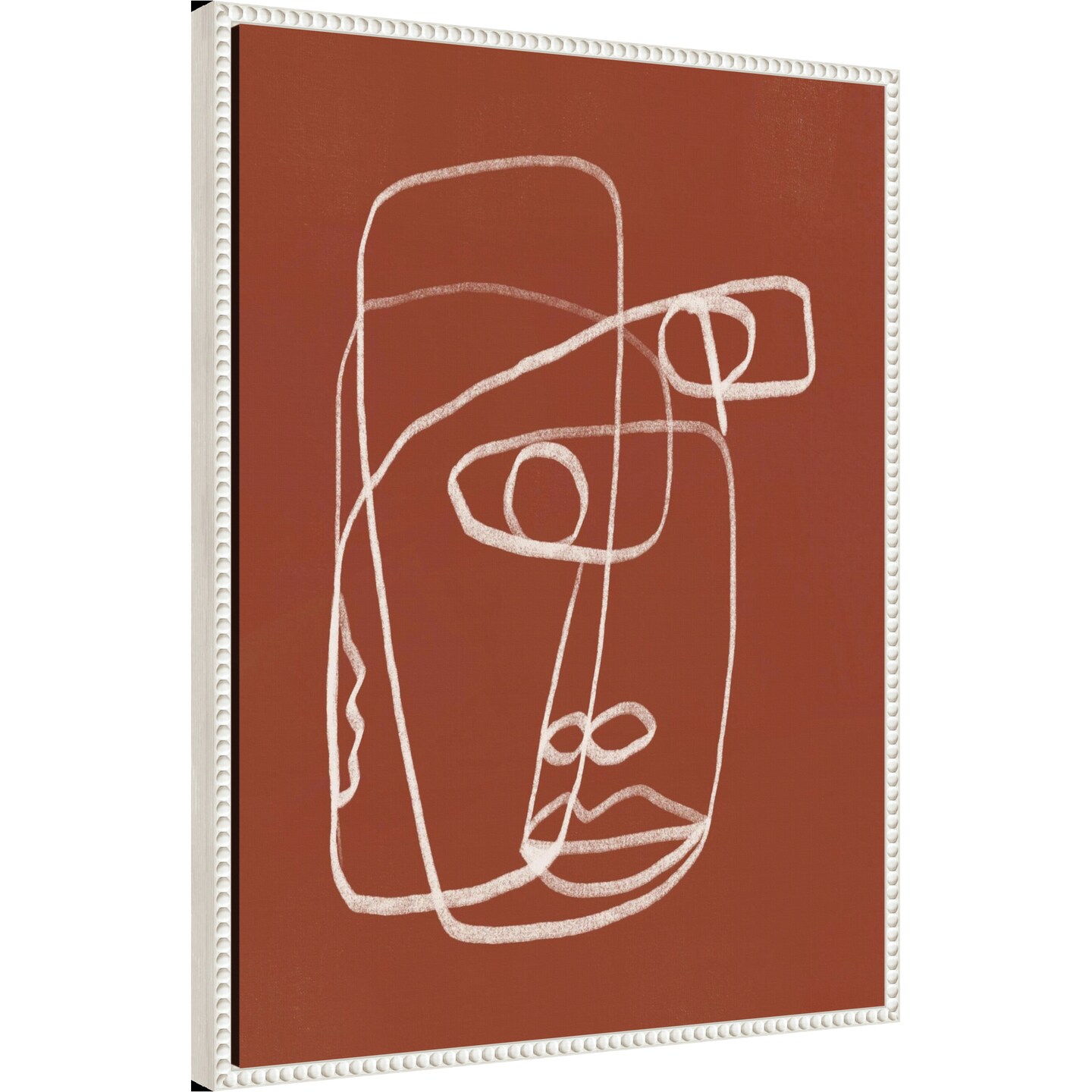 Line Art Abstract Portrait Terracotta 02 by Little Dean Framed Canvas Wall Art