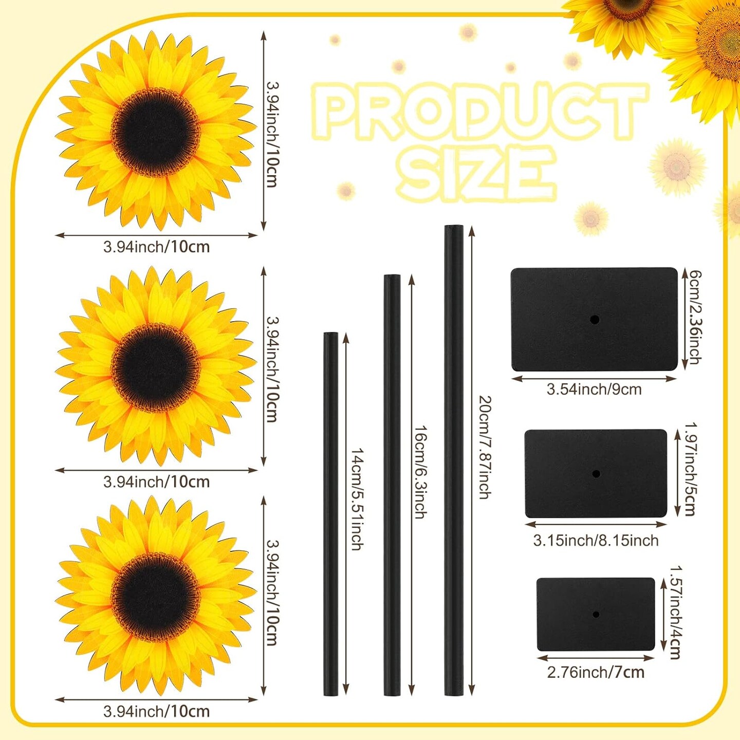 3 Pcs Summer Sunflower Wood Table Sign Freestanding Sunflower Tabletop Decor Farmhouse Wooden Centerpieces for Tables Rustic Wood Tray Home Decor Standing Block Decorations for Kitchen