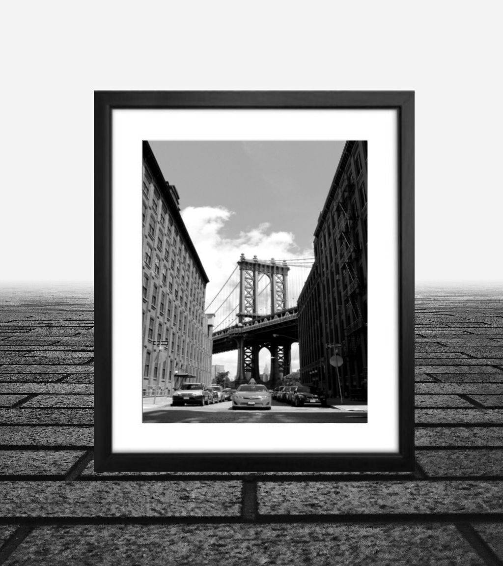New York City black and white photography art framed Set of 6