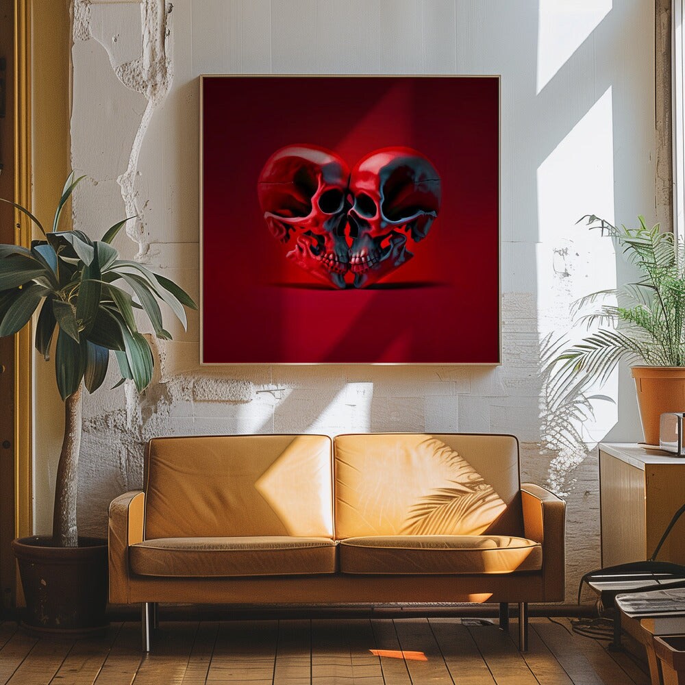 Death Love Square Canvas Art | Modern Home Wall Decor 24x24 Canvas - Corporate Office Art