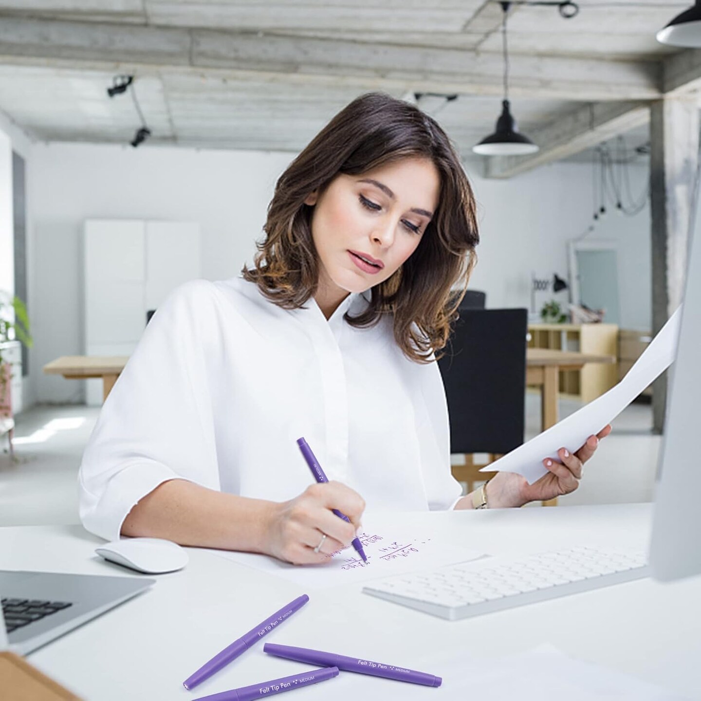 Felt Tip Pens, 40 Purple Pens, 0.7mm Medium Point Felt Pens, Felt Tip Markers Pens for Journaling, Writing, Note Taking, Planner, Perfect for Art Office and School Supplies