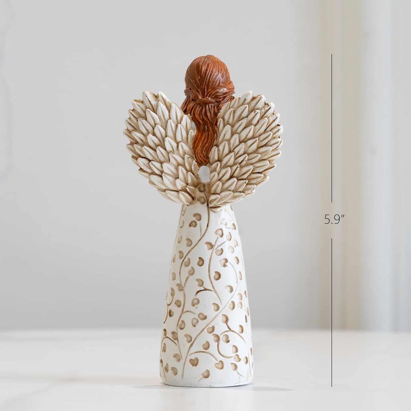 Hand-Painted Angel Figurine – Sunflower & Tree of Life, 5.9" Collectible Gift