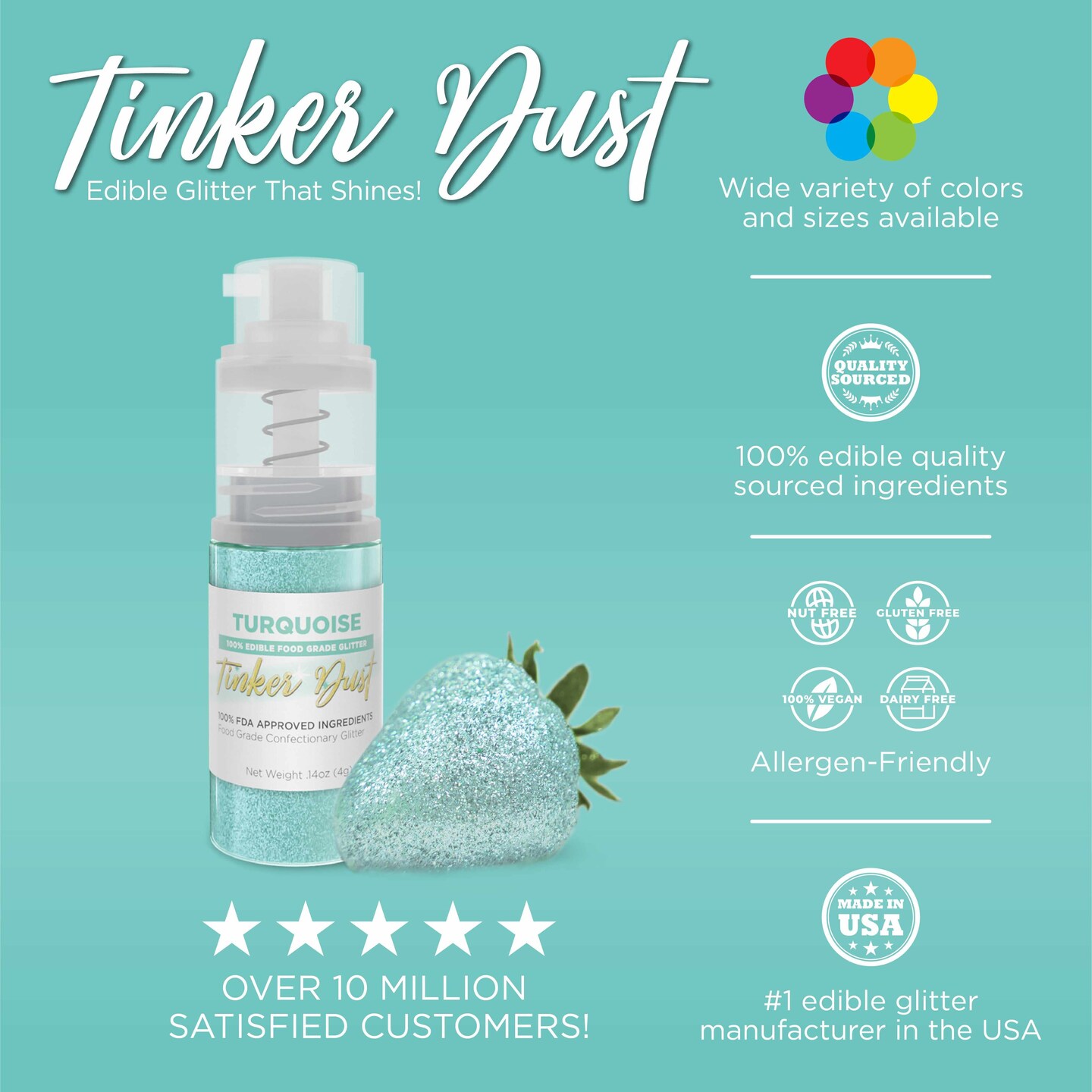 Turquoise Edible Glitter Spray 25g Pump | Tinker Dust&#xAE;