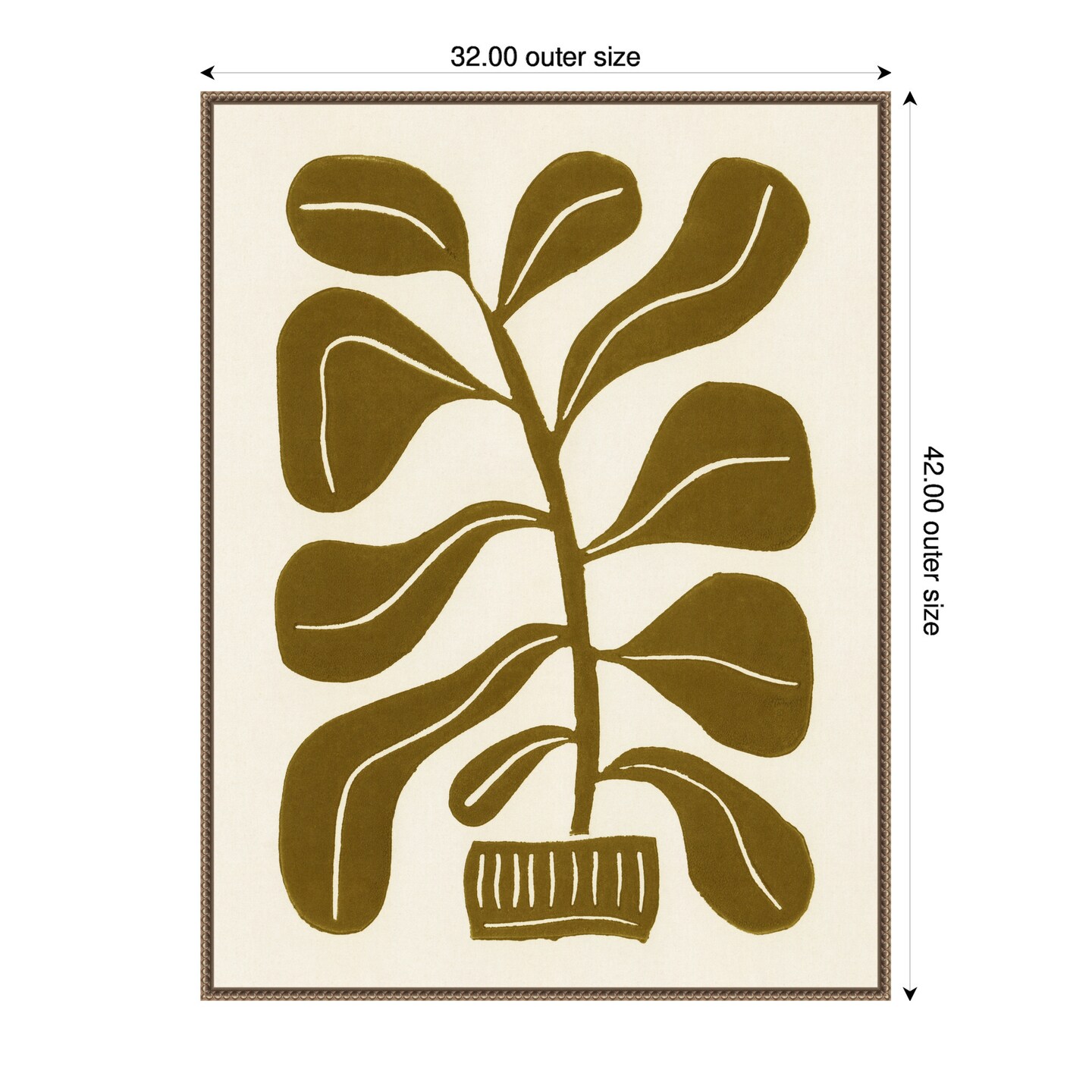 Linocut Houseplant No 2 by Alisa Galitsyna Framed Canvas Wall Art