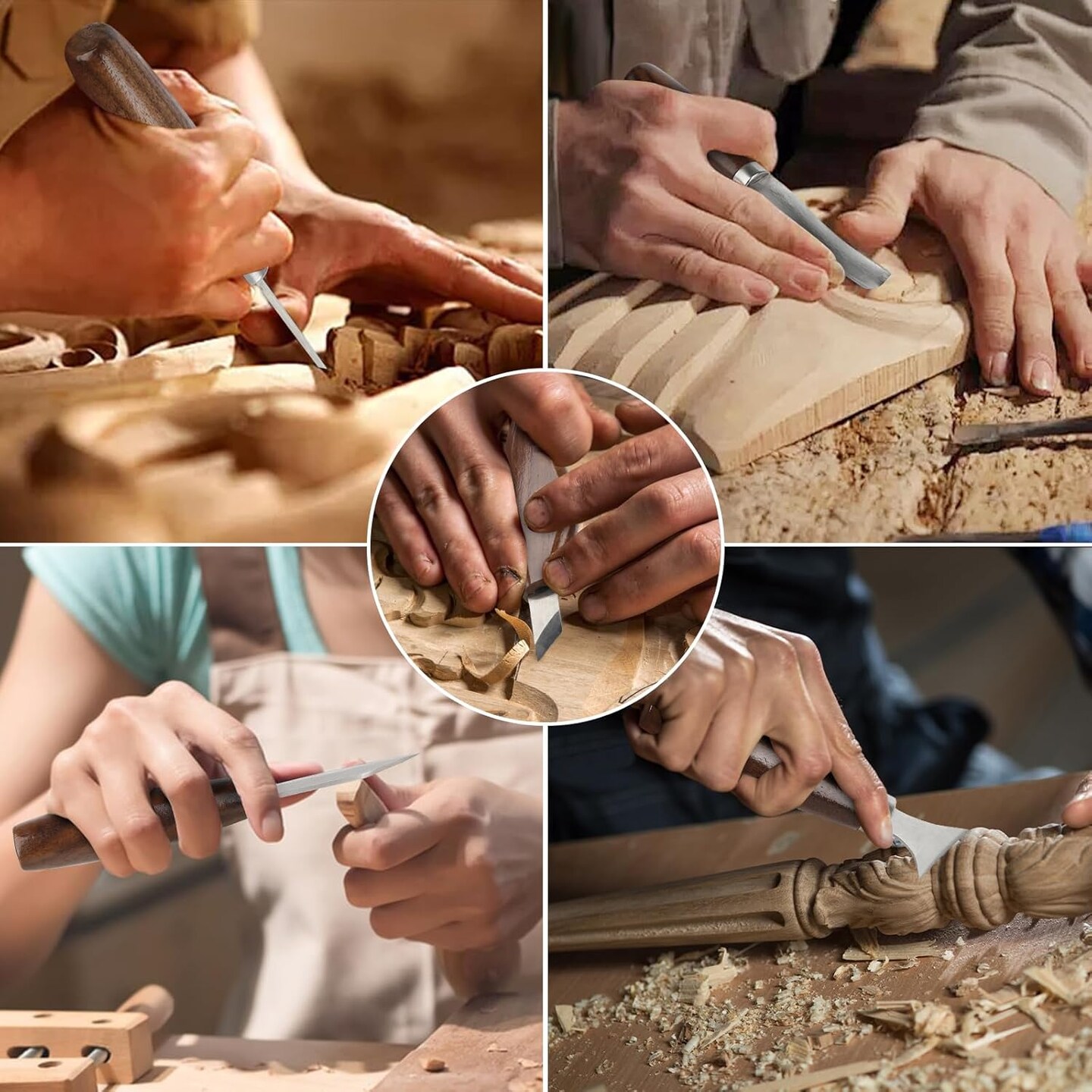 Wood Carving Tools Sets Deluxe Wood Carving Kit Wooden Carving Knife Wood working Carving Knife Tools Set with Large Leather Case For Beginner and Carpenter Experts