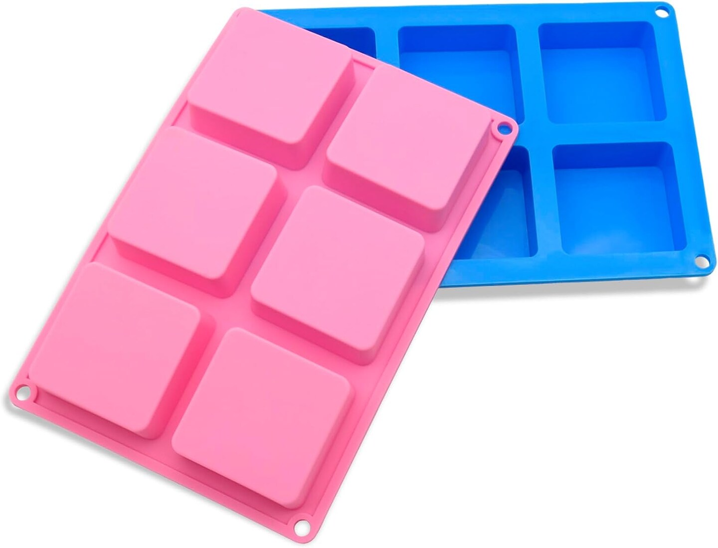 4 Pack Square Soap Molds,6-Cavity Non-Stick Silicone Brownie Pan,Square Bar Molds,Square Silicone Molds for Chocolate,Cupcake, Cornbread, Muffin,Soap