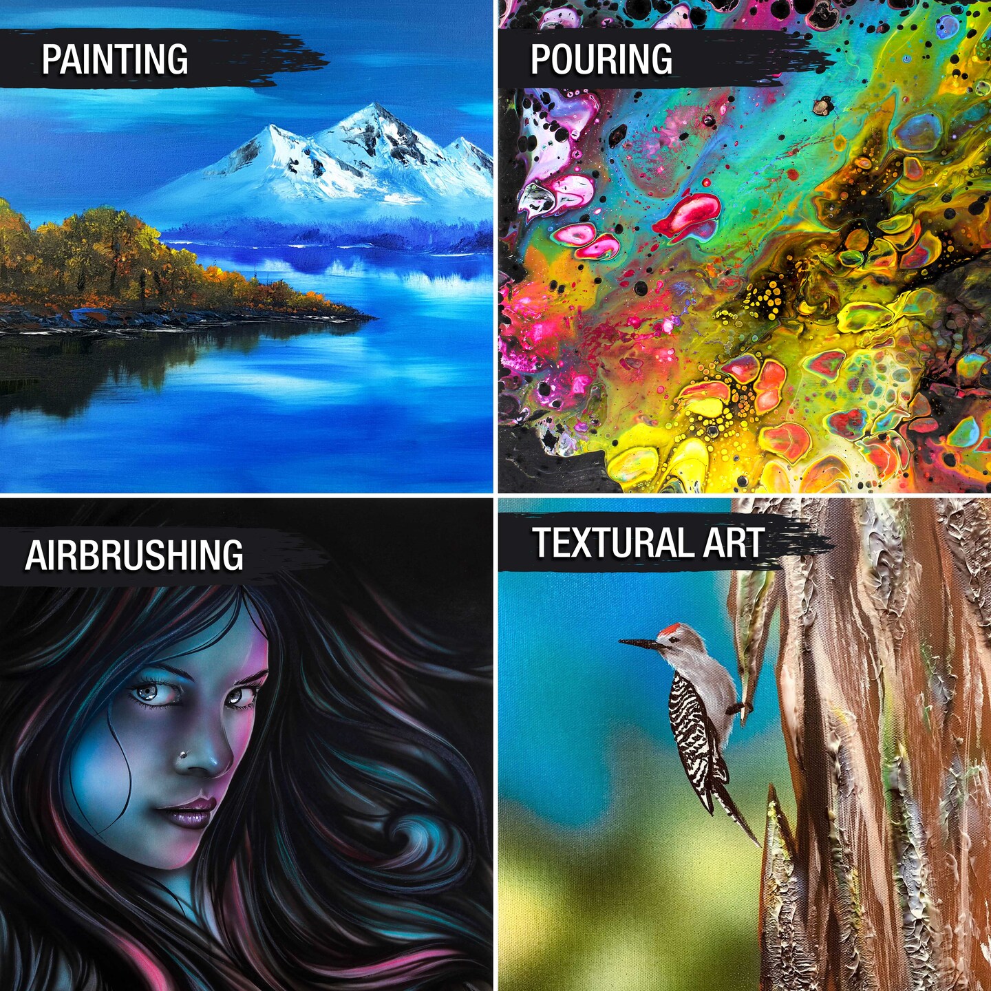 Square Stretched Canvas for Painting 6x6 inch Gallery Depth 1-1/2&#x22; Thick, 5-Pack - 12oz Acrylic Gesso Triple Primed, Professional Artist Quality, 100% Cotton - Pouring, Oil Paint