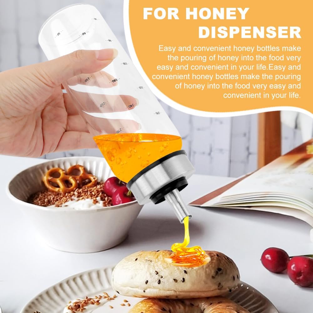 Honey Dispenser,Glass Honey Dispenser Pot 10 OZ,Honey Dispenser No Drip,Maple Syrup Dispenser with Silicone Base for Bread,Beautiful Honey Pot,Perfect Honey Container(2pcs)