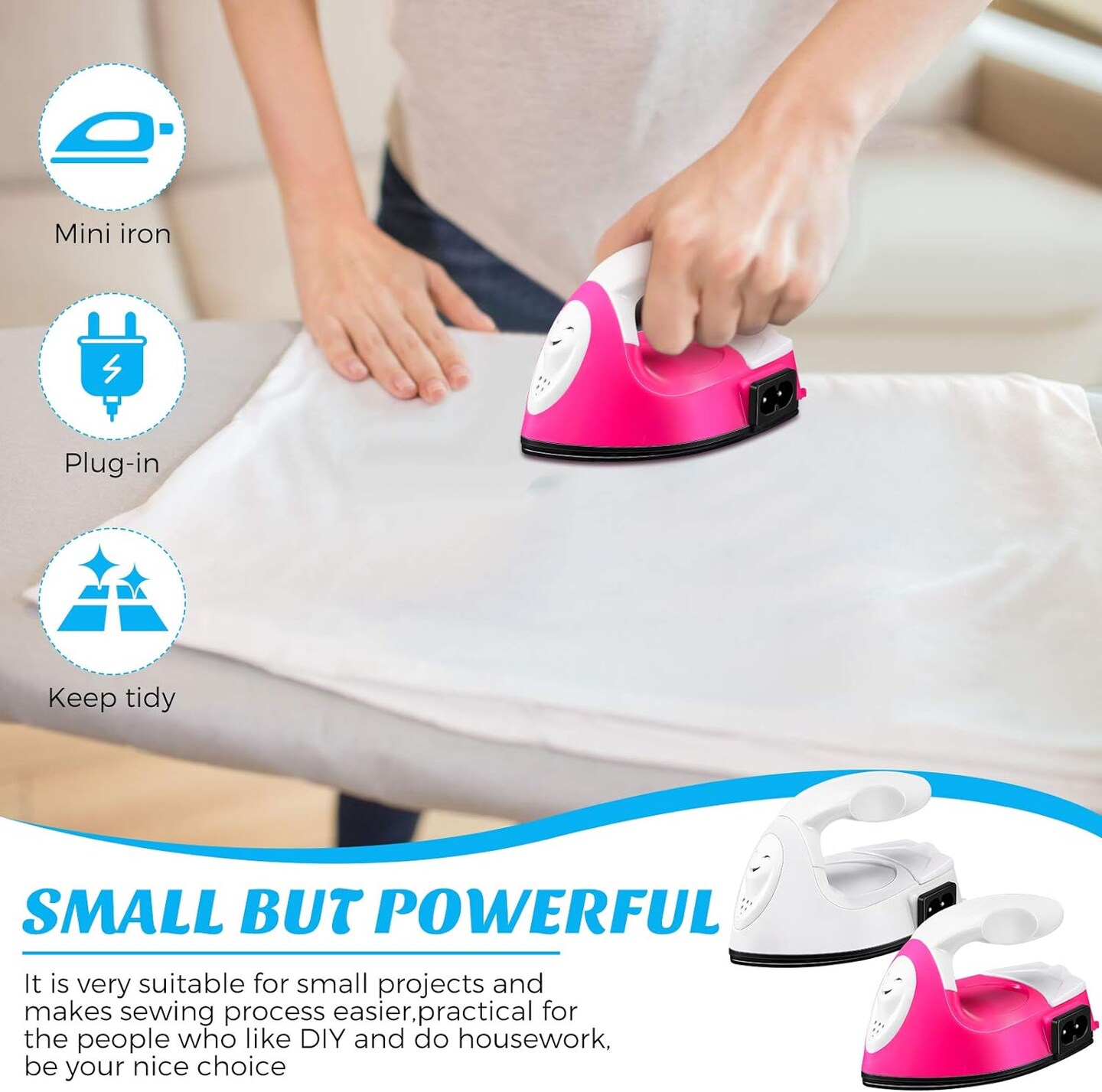 2 Pieces Mini Craft Iron Mini Heat Press Iron with Charging Base Accessories for Beads Patch Clothes T Shirts Shoes Clothes and Hats