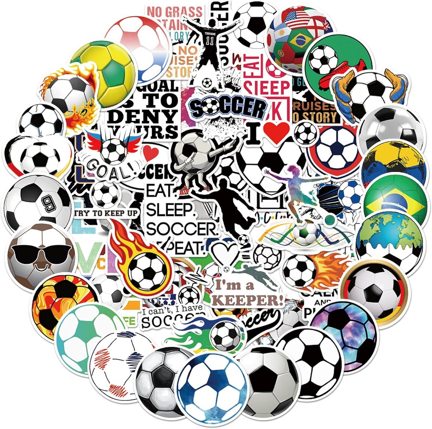 100PCS Soccer Stickers for Scrapbooking, Motivational Vinyl Waterproof Stickers for Water Bottles, Luggage, Teaching Incentives, Soccer Team Gifts for Kids, Teens and Adults