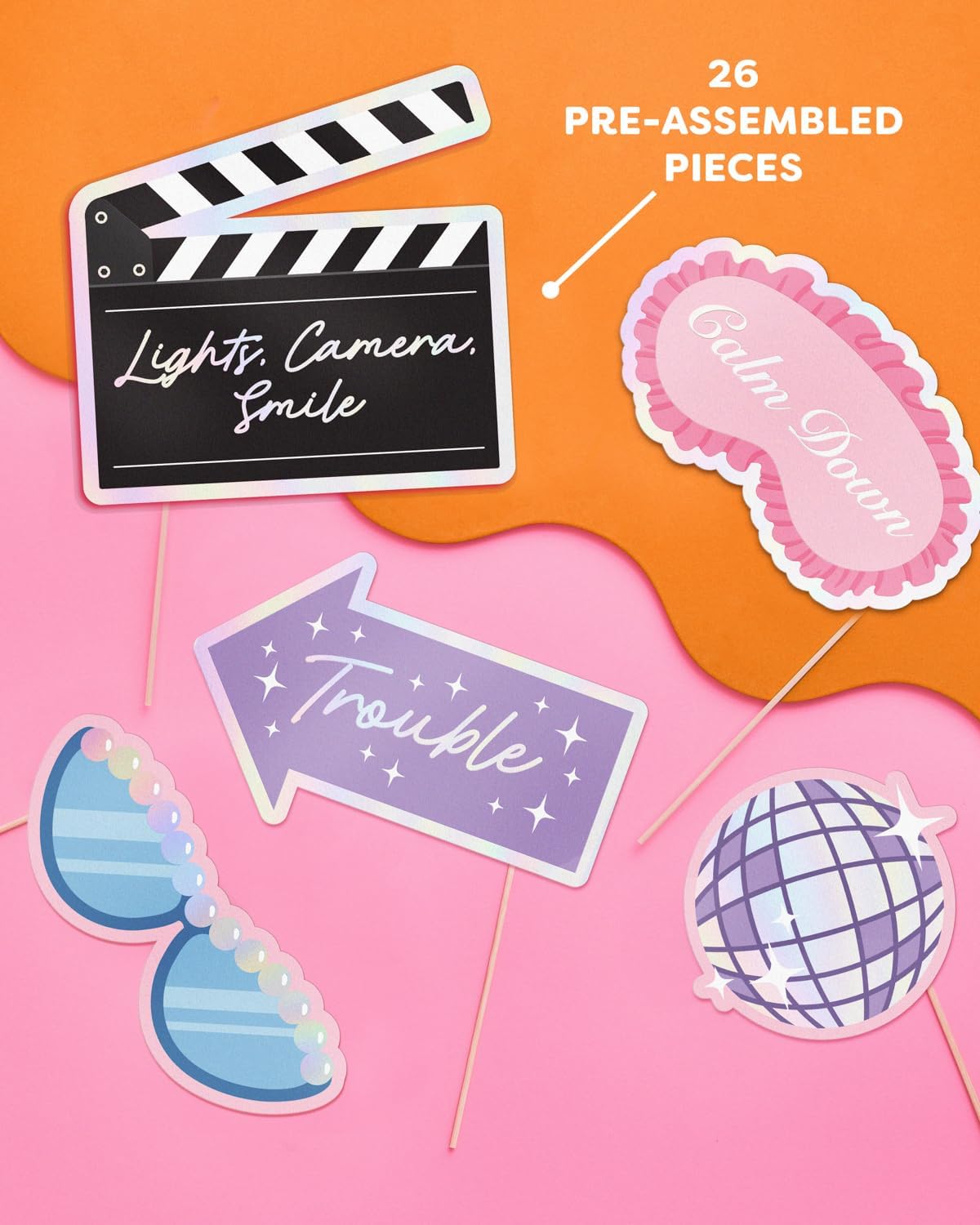 Party Era Photo Props - 26 Count | Bachelorette Backdrop, Concert Birthday Party Photo Booth, Birthday Background Decorations