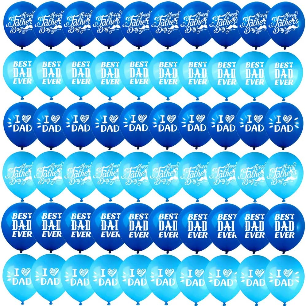 Fathers Day Balloons Party Decorations Supplies - 48PCS Latex 12inch Happy Father&#x27;s Day Party Supplies - Best Dad Ever Party Decorations