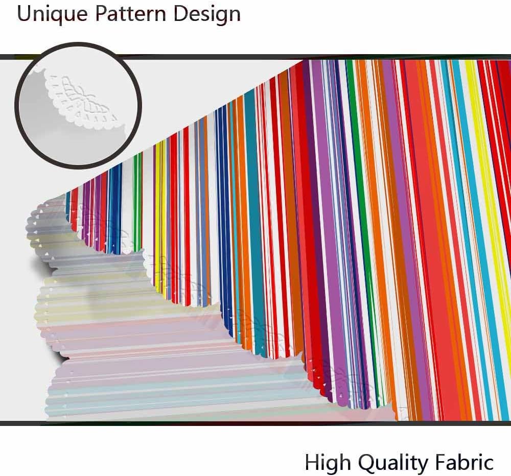 Mexican Table Cloth Rainbow Colorful Stripes Bright Lines Art Round Tablecloth 60 Inch for Dining Room, Party, Banquet