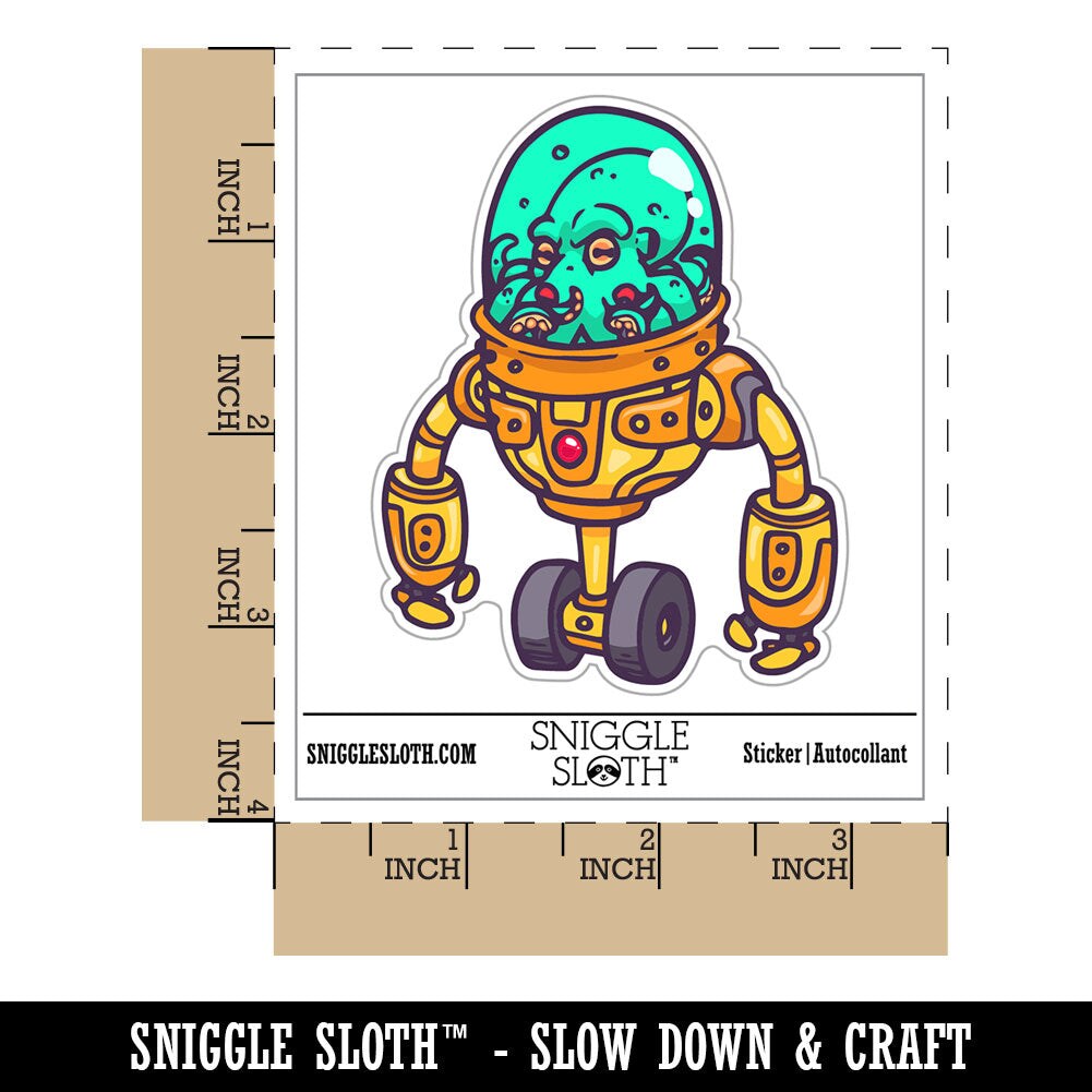 Water Bottle Sticker Set Alien Space Suit Robot Mech Science Fiction Cute Waterproof Vinyl Stickers Pack Decal, Skateboard, Laptop, Car, Window, Bumper - 5 Pack