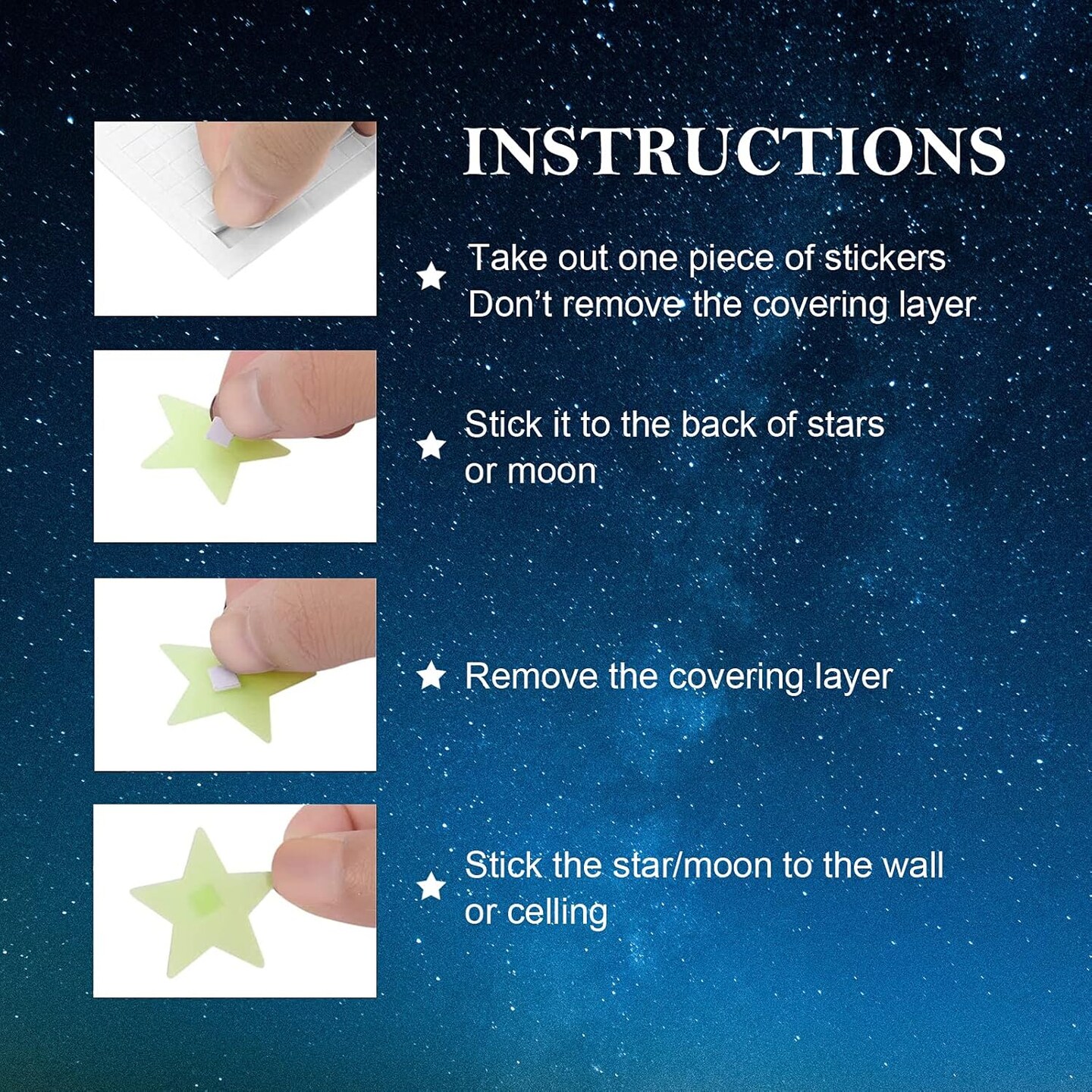 Glow in The Dark Stars Stickers, ACSAUMMY 201pcs Super Bright Plastic Large Stars Stickers Glow in The Dark Stars for Ceiling Wall Decor Luminous Ceiling Stars and Moon Stickers Decor for Bedroom