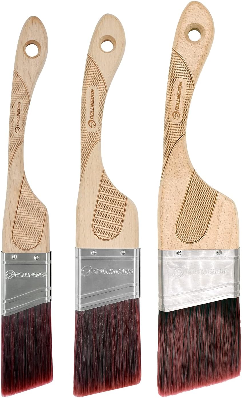Angled Paint Brush - Trim Brush with Ergonomic Wood Handle for Wall, Furniture, Cutting in Painting,3PC(1.5&#x22;,2&#x22;,2.5&#x22;)
