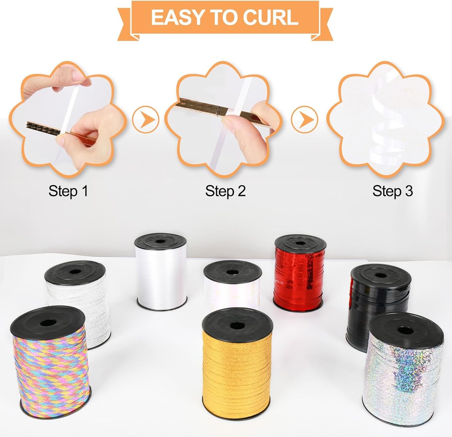 White Curling Ribbon, 500 Yards Balloon String for Gift Wrapping & Party Decor