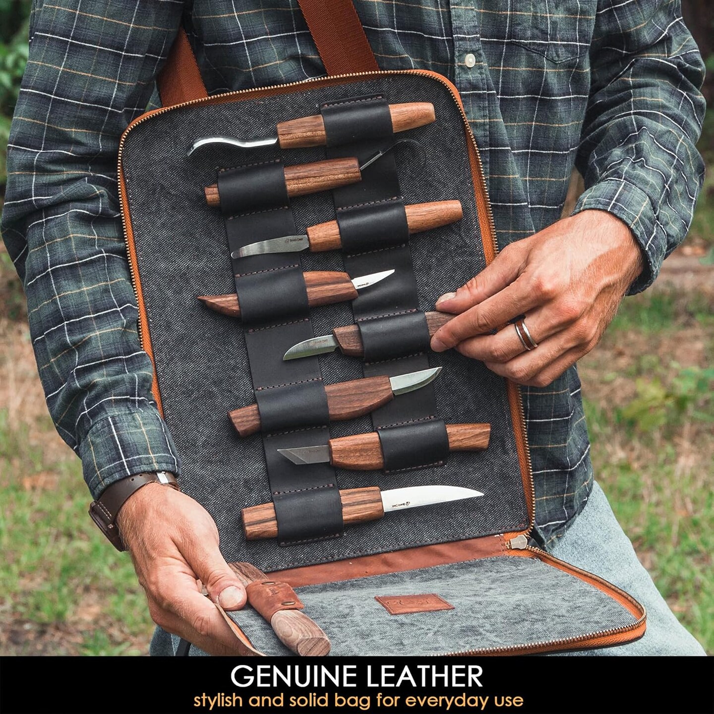 Deluxe Wood Carving Kit S50X - Wood Carving Tools Wood Carving Set - Spoon Wood Carving Knives Tools Set - Whittling Kit Knife Woodworking Kit for Beginner and Profi (Brown)