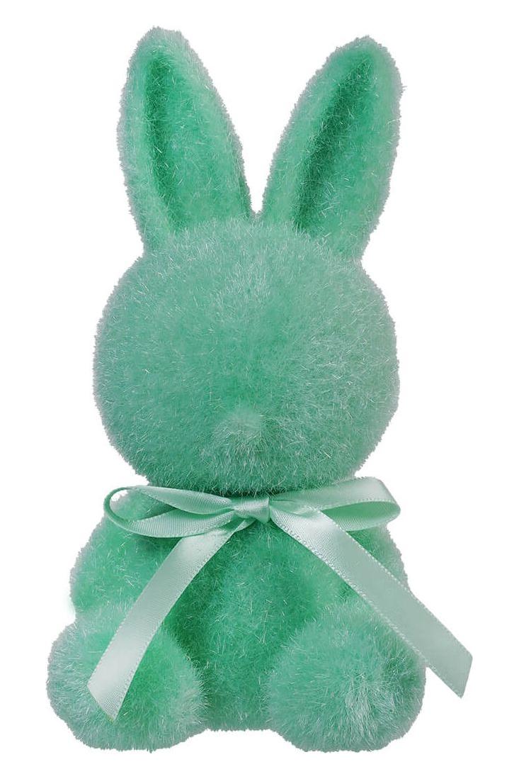 7&#x22; Flocked Sitting Bunny (Assorted Colors)