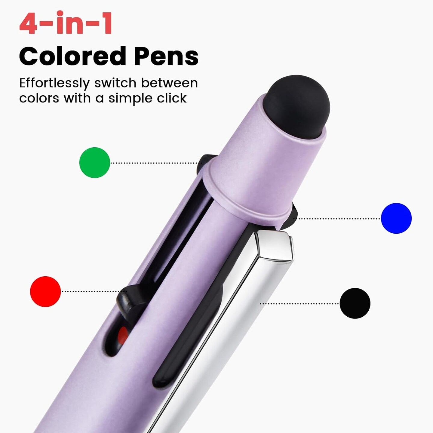 Multicolor Pen in One, Sleek Metallic 4 Color Ballpoint Pens, Medium Point (1.0mm), Retractable Ball Pen with Stylus Tip, Journaling Planner Pens for Nursing School Office Supplies, 3 Pack, Blue