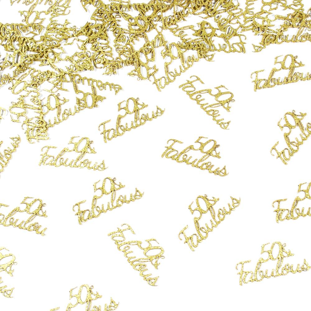 100PCS Gold “50 & Fabulous” Confetti – Table Scatter for Birthday & Anniversary