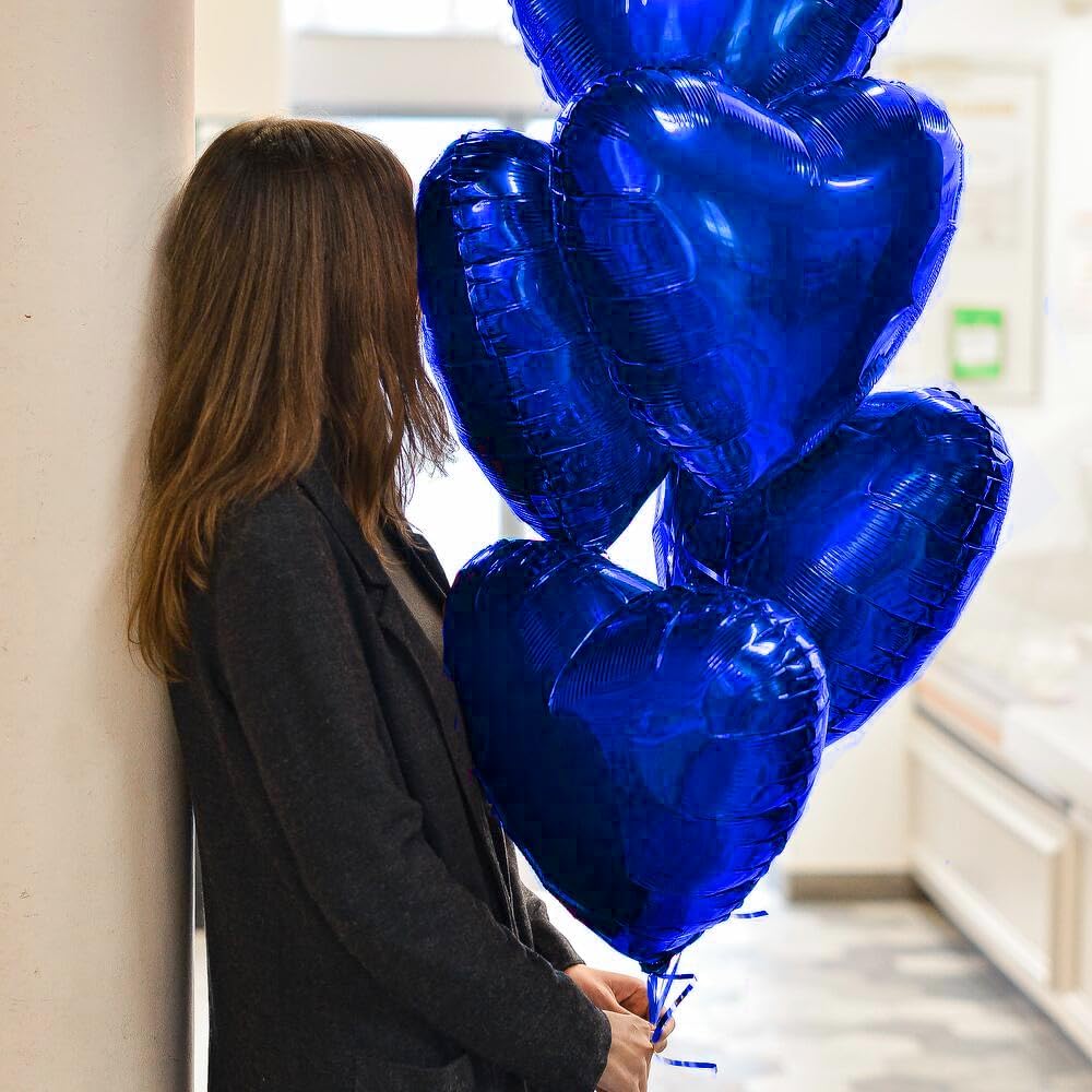 12-Pack 18in Blue Heart Foil Balloons – Party & Wedding Love Balloon Decor