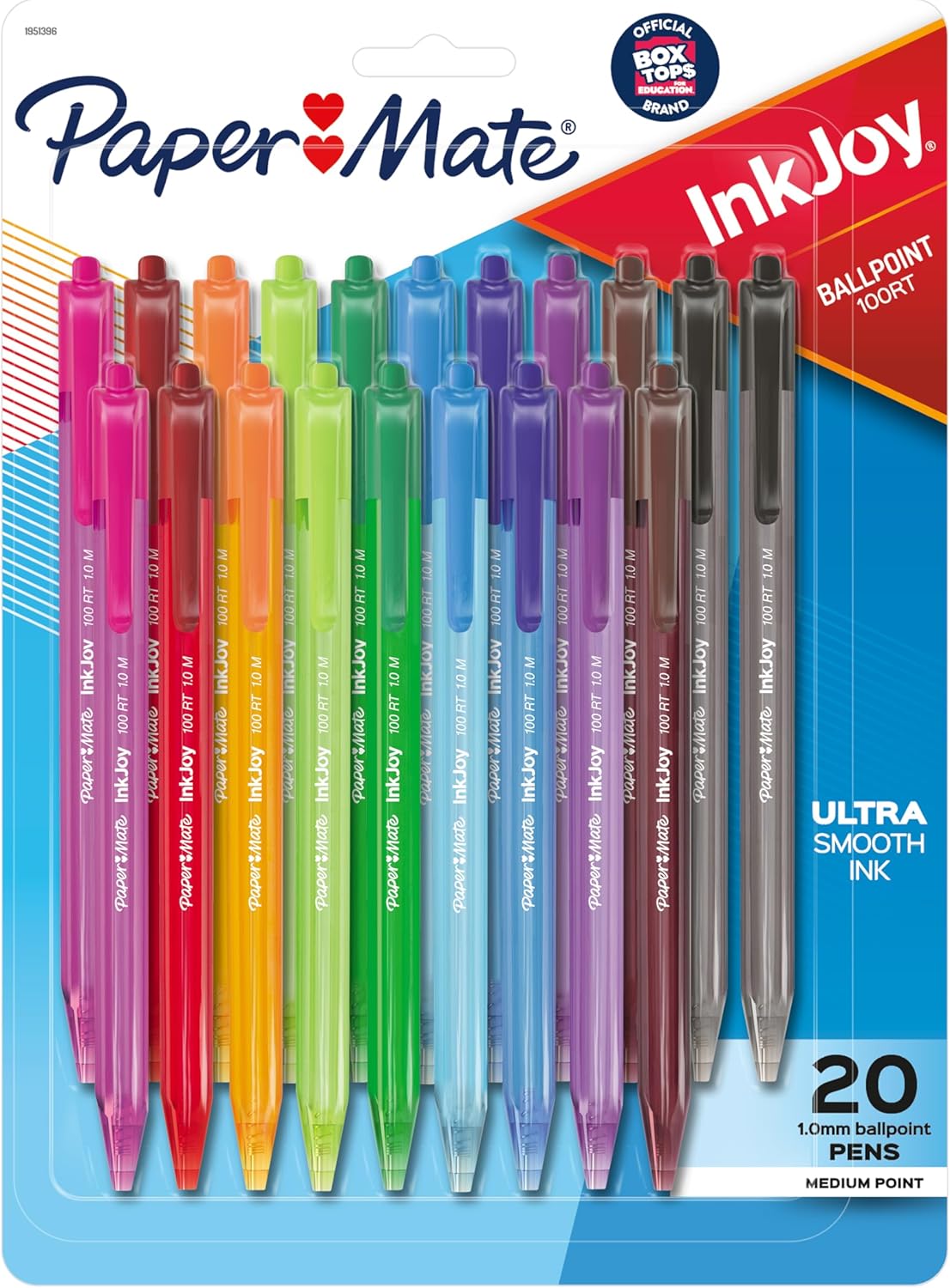 Retractable Ballpoint Pens, Medium Point (1.0mm), Assorted, 20 Count