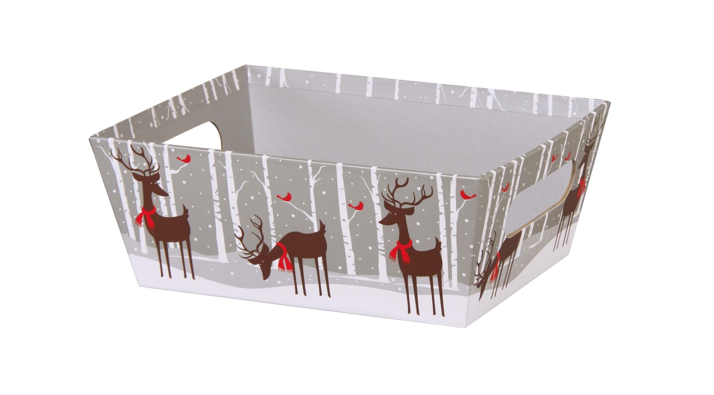 Pack/3: Reindeer Wonderland Baskety Tray - 12 x 9-1/2 x 4-1/2"