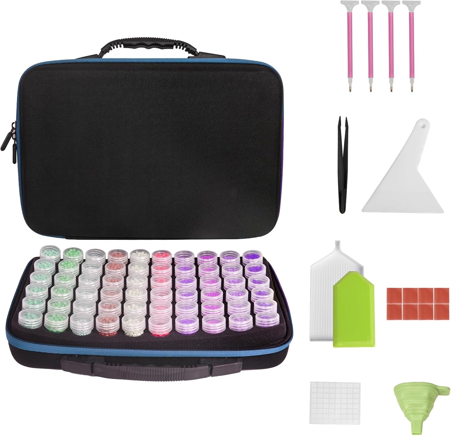 Diamond Painting Storage Boxes, 60 Slots Bead Storage with 5D Diamond Art Accessories and Tools Kit