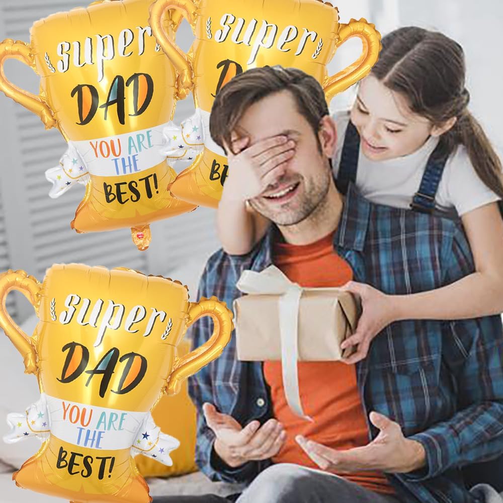 Trophy Balloon Father&#x27;s Day Balloons Foil Balloons for Father&#x27;s Day Themed Party Happy Father&#x27;s Day Party Supplies Decorations Party Sets-3 PCS