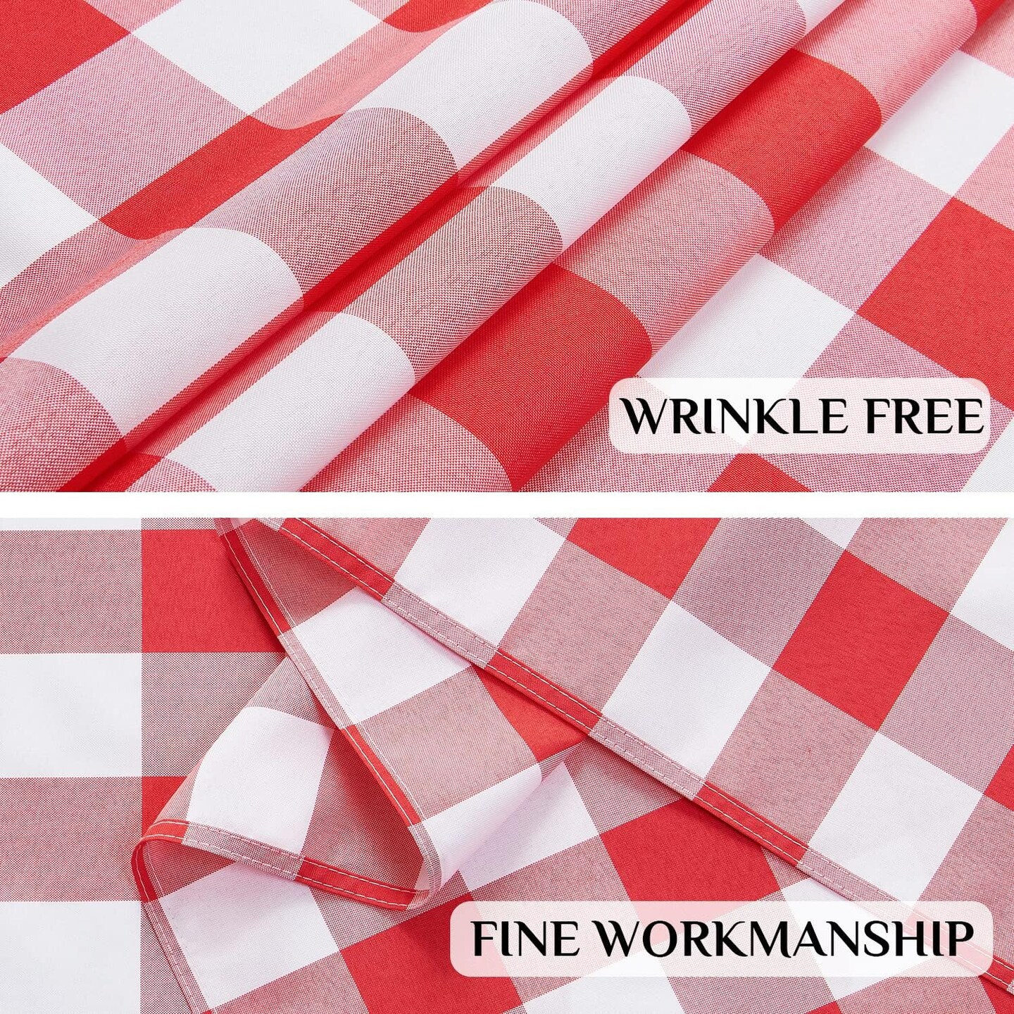 Gingham Checkered Square Tablecloth - Waterproof Buffalo Plaid Table Cloth Stain Resistant Washable Table Cover for Picnic/Camping/Outdoor - Red and White, 54 x 54 Inch