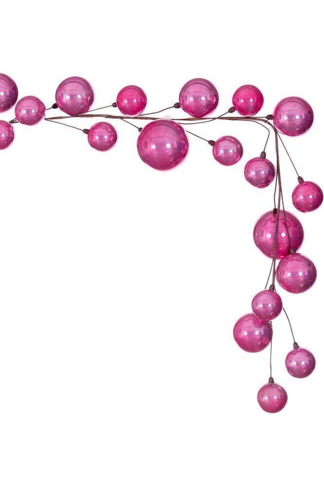 Pink Pearl Assorted Finish Branch Ball Ornament Garland