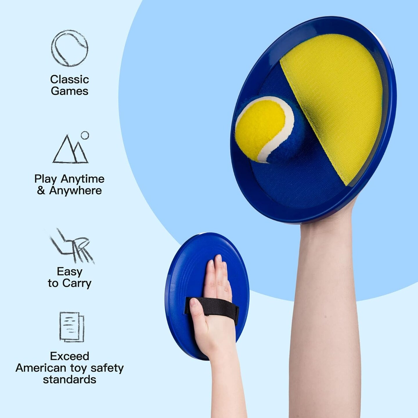 Upgraded Toss and Catch Ball Game Set - Indoor and Outdoor Games for Kids 3-12, Beach Sand Pool Water Toy Includes 2 Paddles 2 Sticky Balls, Great Birthday Easter Gifts for Boys Girls
