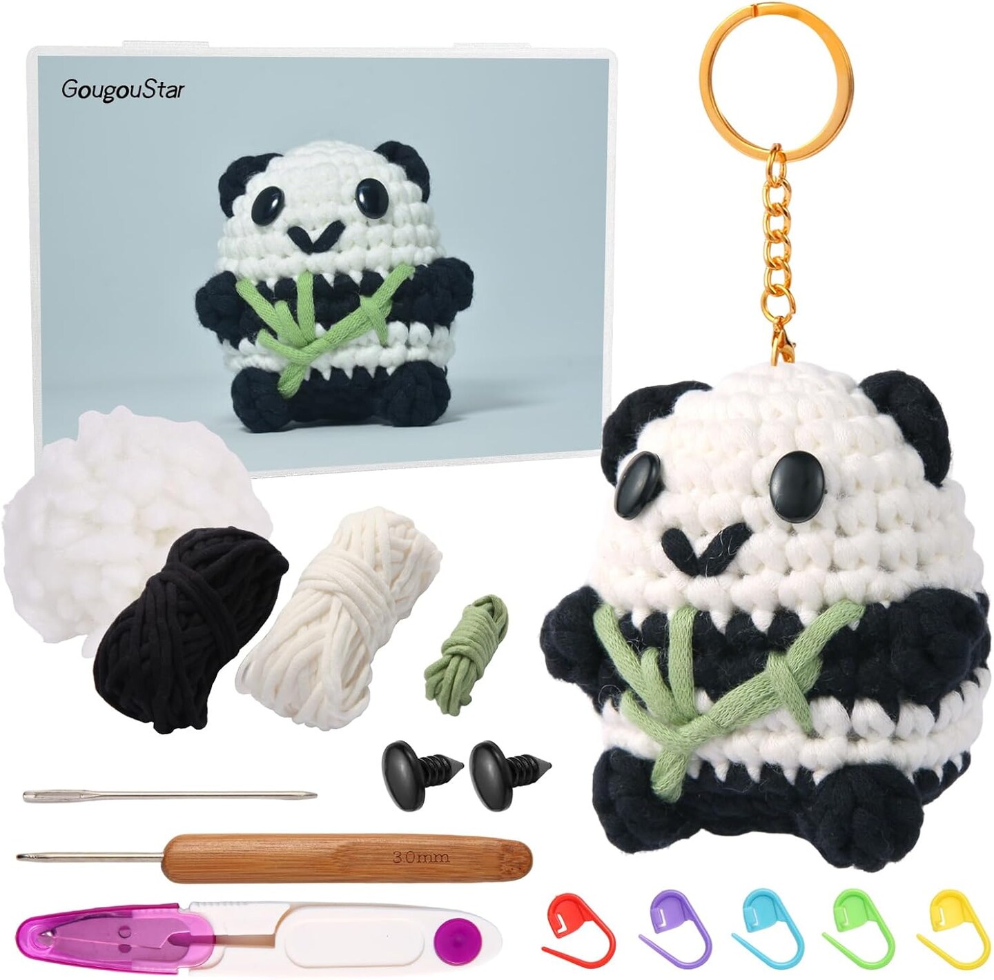 Crochet Kit for Beginners - Amigurumi Animal Panda Crochet Kits - Knitting Kit with Step-by-Step Video Tutorials and Crochet Accessories - Beginner Crochet Kit for Adults, Kids (Black)
