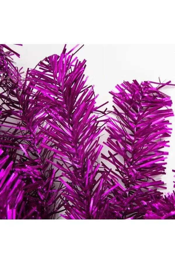 9&#x27; Purple Tinsel Garland, Unlit