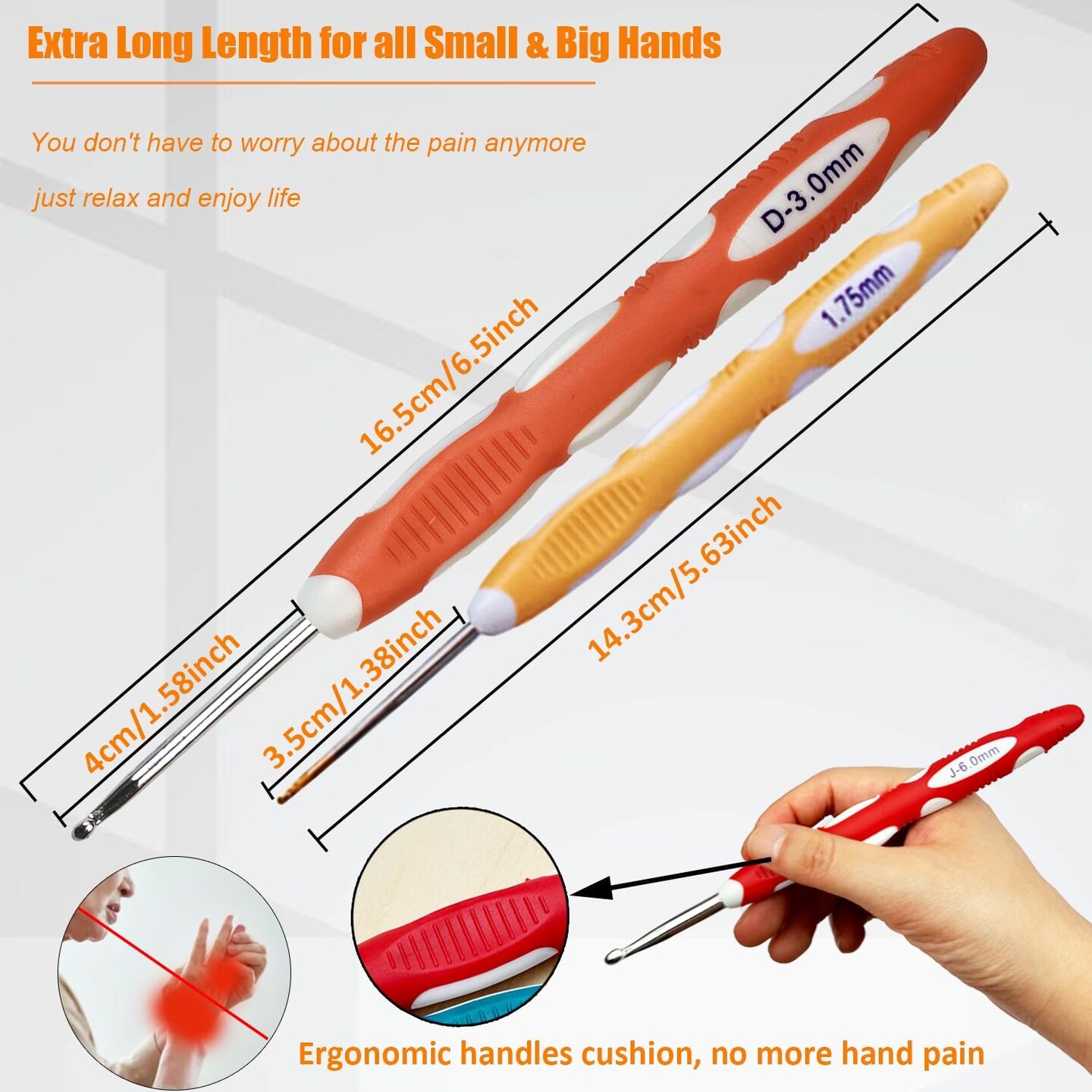 18-Size Ergonomic Crochet Hook Set for Comfortable Knitting & Crafting