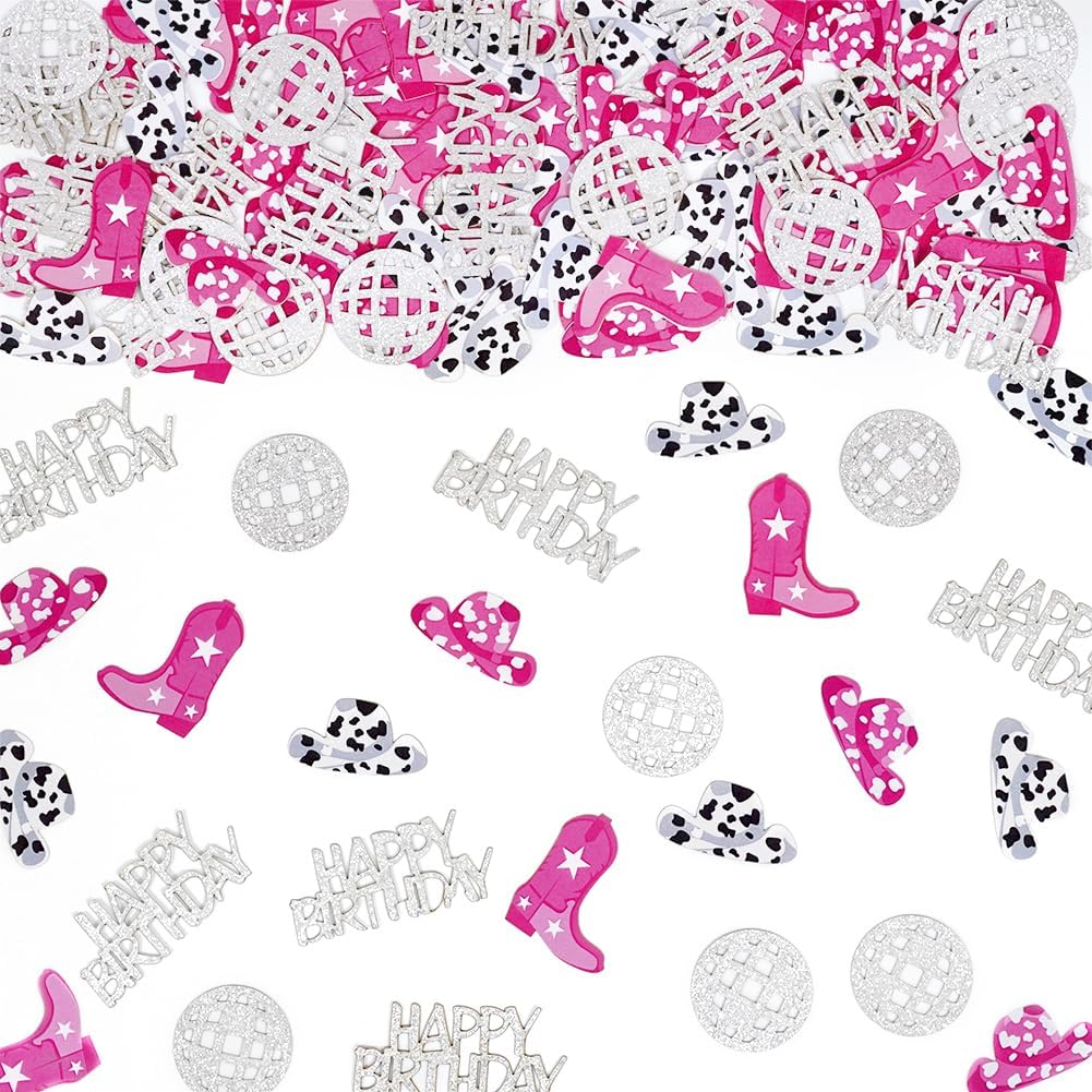 100PCS Cowgirl Disco Confetti | Glitter Boots, Hats & Disco Balls for Party Decor